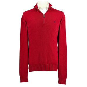 Ivy Heritage Polo Ralph Lauren Quarter Zip Men’s XL Red Cotton Sweater